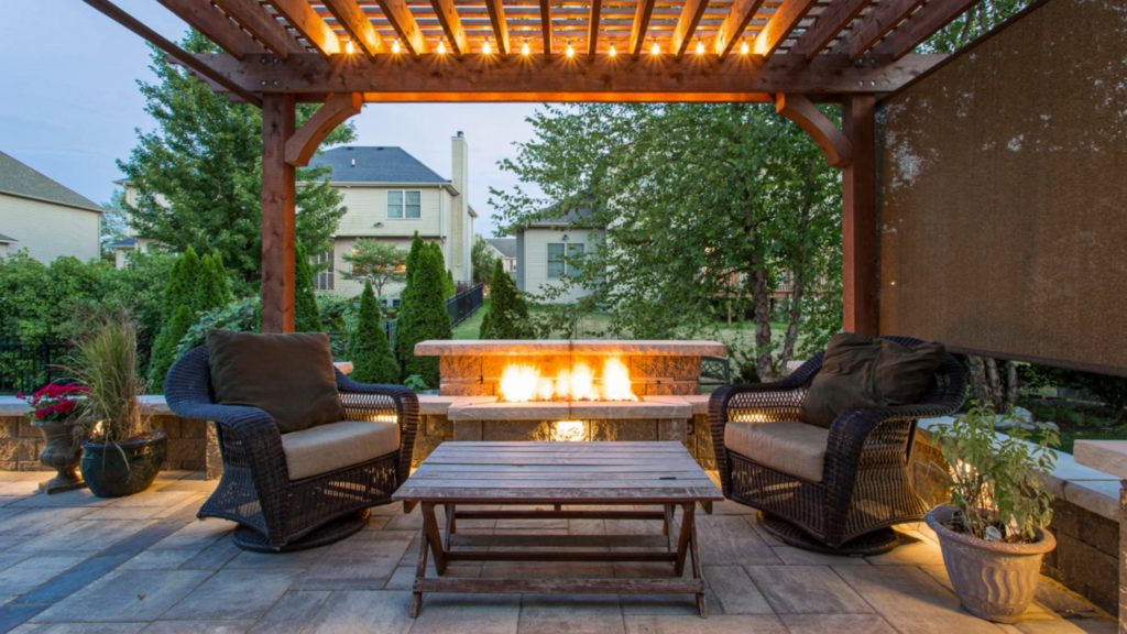 beautiful seating area addition in backyard