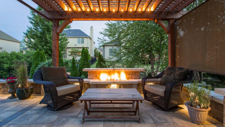 beautiful seating area addition in backyard