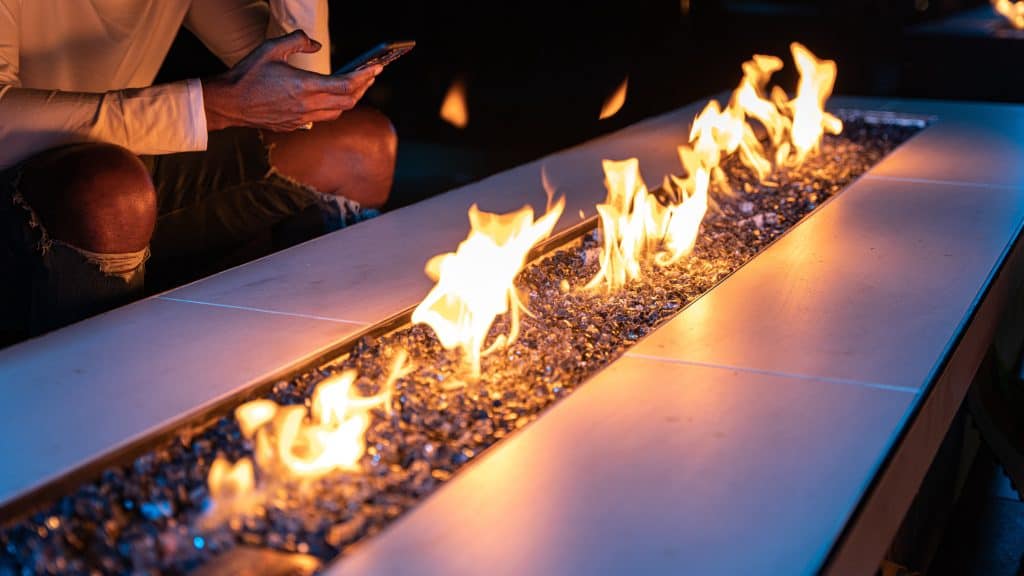modern outdoor fire feature for luxury outdoor living