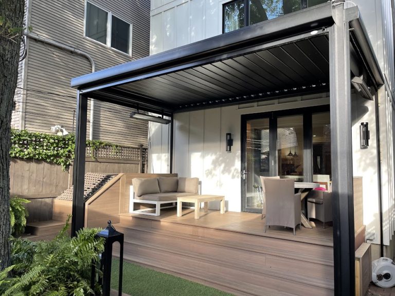 Shade Structures 6 black-steel-modern-pergola automatic shade structure