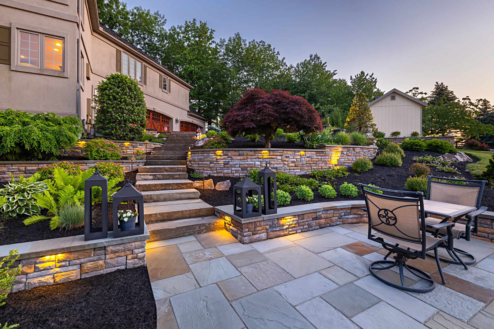 landscape design near chicago modern flagstone patio and outdoor seating 1